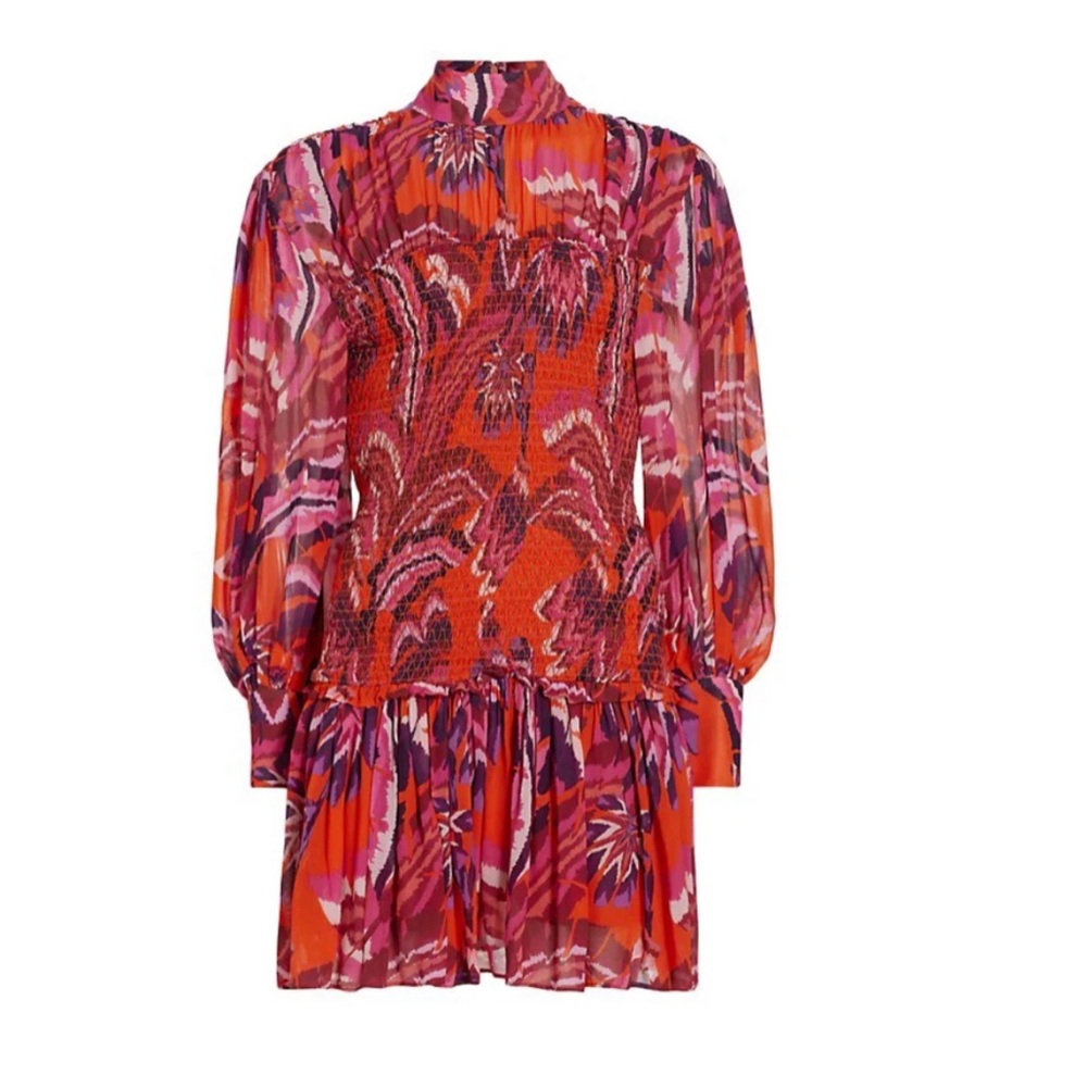 Farm Rio chevron forest orange mini dress